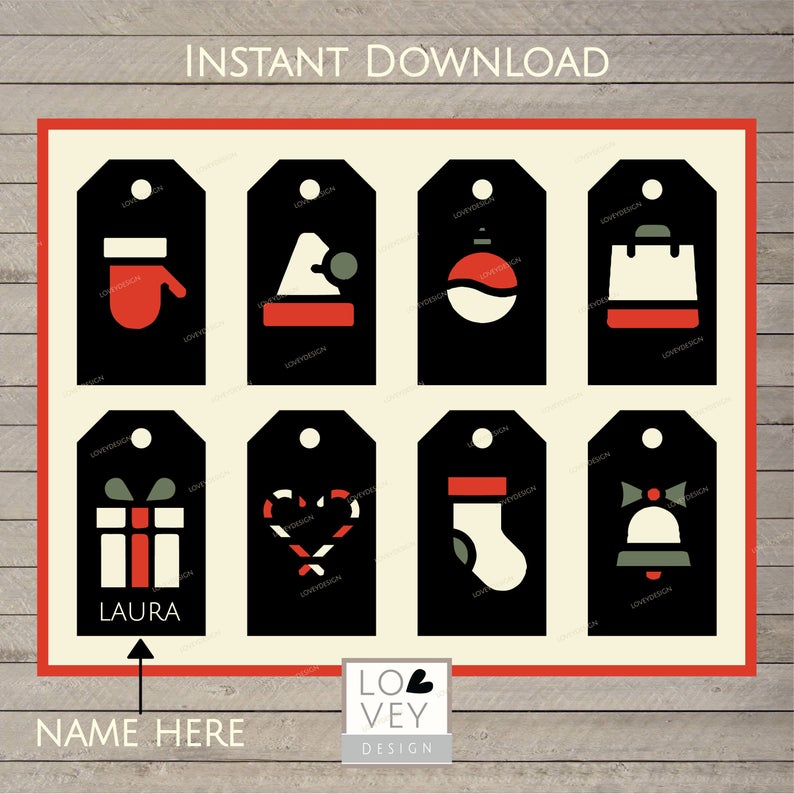 794x794 Printable Christmas Gift Tags Template Modern Christmas Xmas Etsy