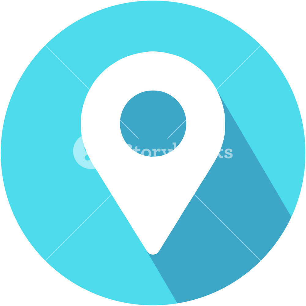 1000x1000 Location Icon Map Pointer Symbol Icon Vector With Long Shadow