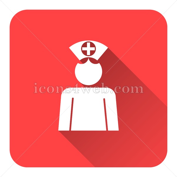 600x600 Nurse Flat Icon With Long Shadow Vector