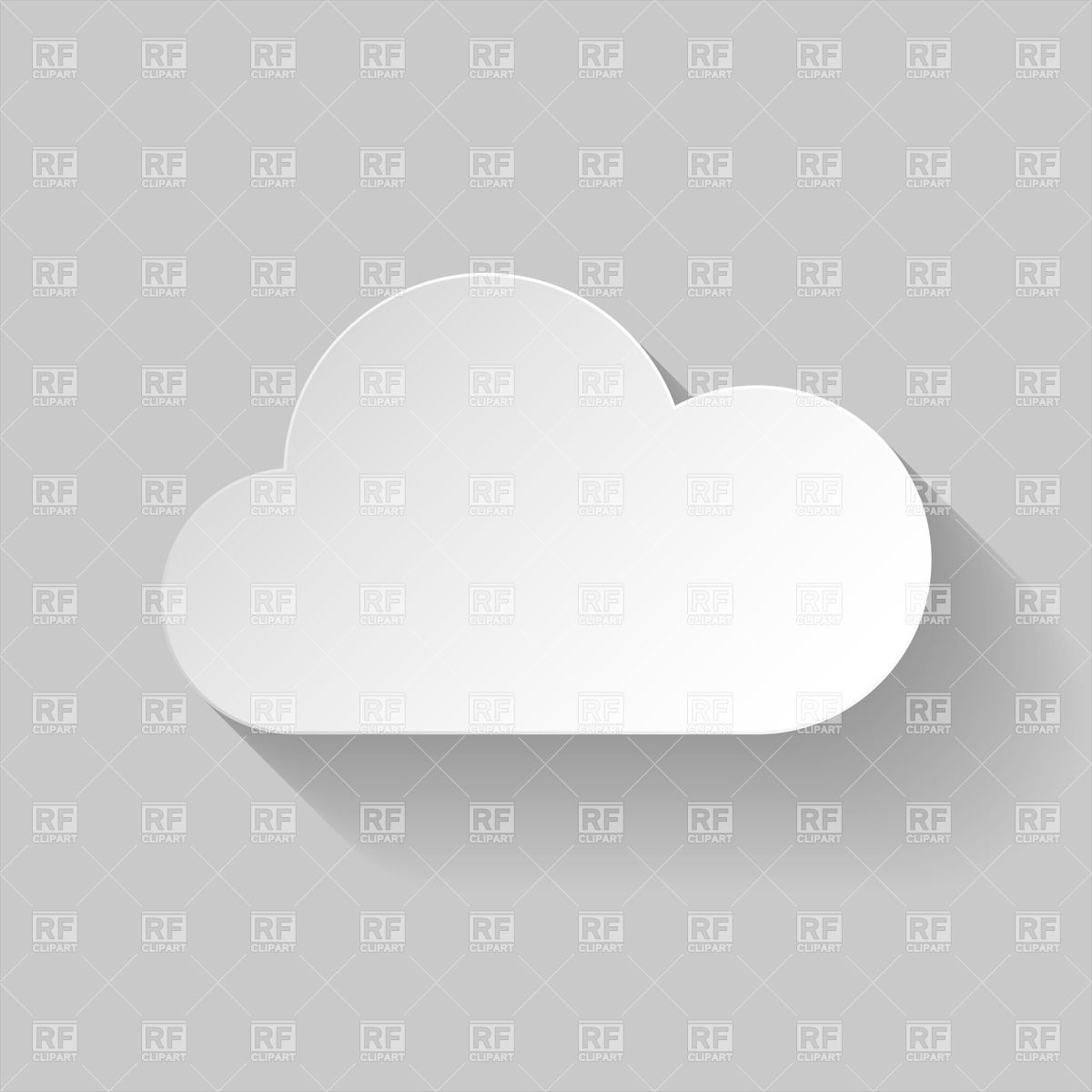 1200x1200 White Flat Paper Cloud With Long Shadow Vector Image Of Icons