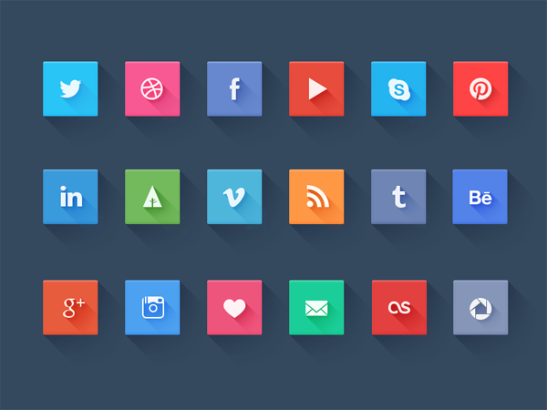 Free Long Shadow Social Icons 600x450 Free Long Shadow Social Icons