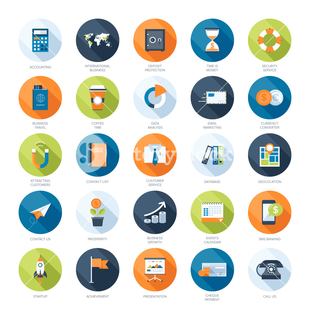 Vector Collection Of Colorful Flat Business And Finance Icons 1000x1000 Vector Collection Of Colorful Flat Business And Finance Icons