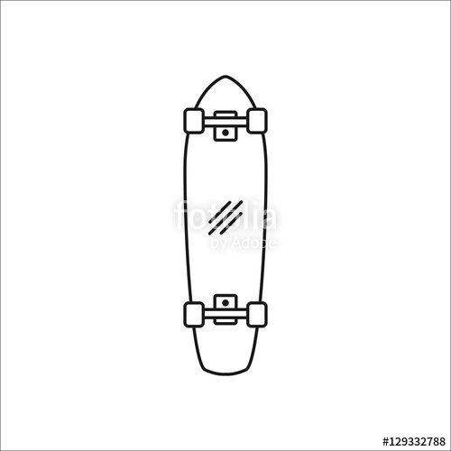 500x500 Skateboard Longboard Symbol Line Icon On Background Stock Image