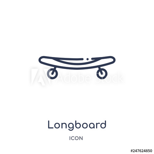 500x500 Longboard Icon From Transport Outline Collection Thin Line