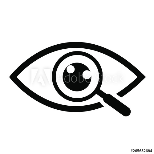 500x500 Magnifier With Eye Outline Icon Find Icon, Investigate Concept