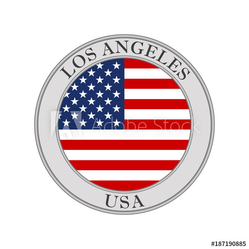 500x500 Flag Of Usa Round Icon Or Badge Los Angeles City Circle Button