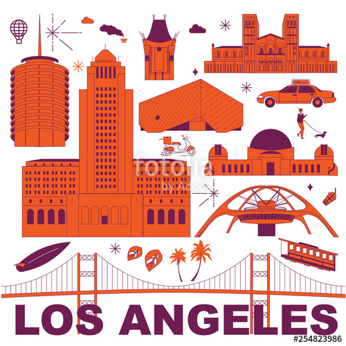 500x500 Los Angeles Culture Travel Set, Famous Architectures