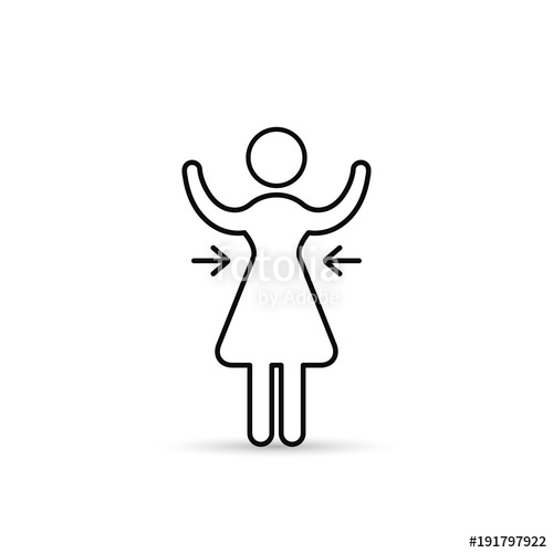 500x500 Weight Loss Icon, Woman's Waist Outline Vector Sign Isolated