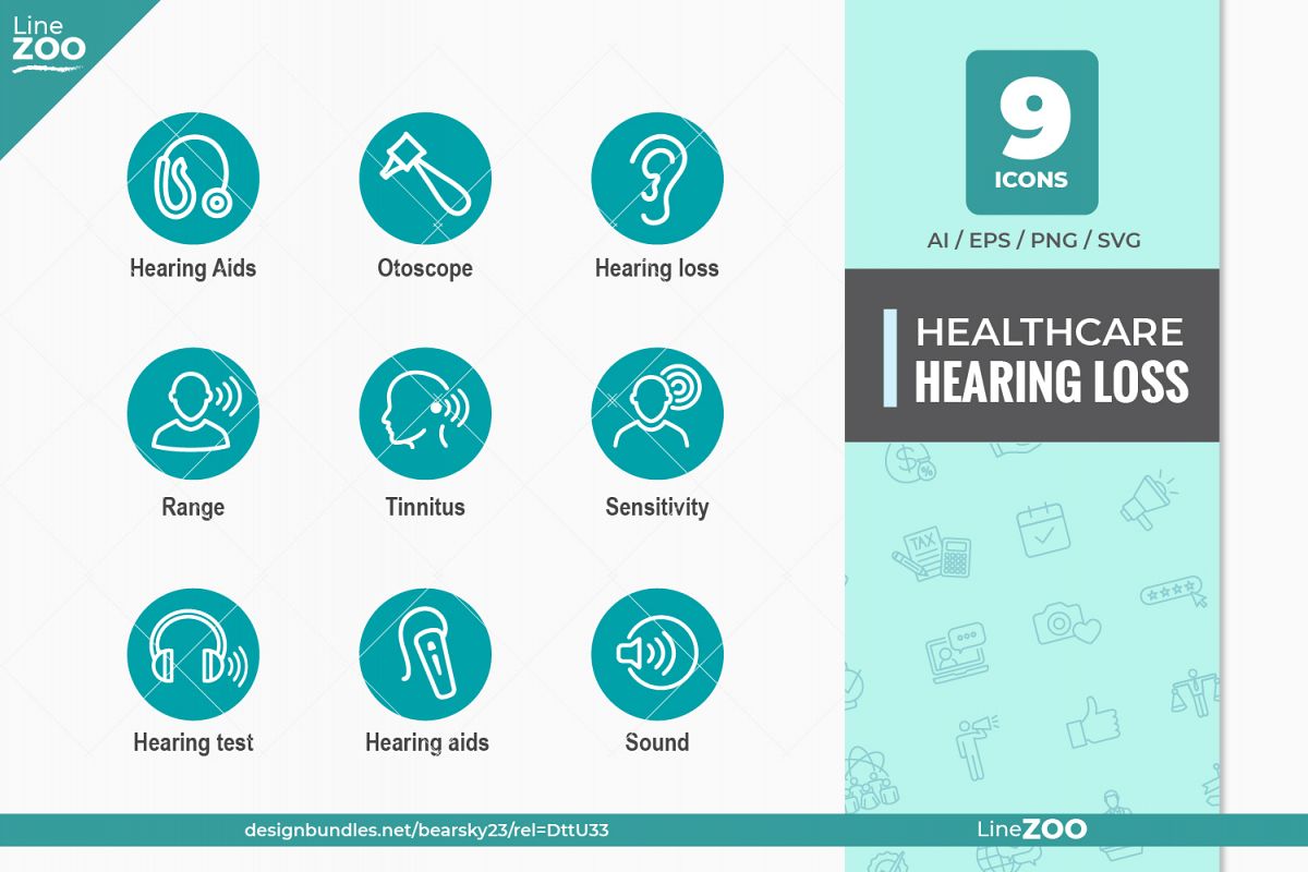 1200x800 Hearing Loss Icon Set With Sound Wave Images And Ears