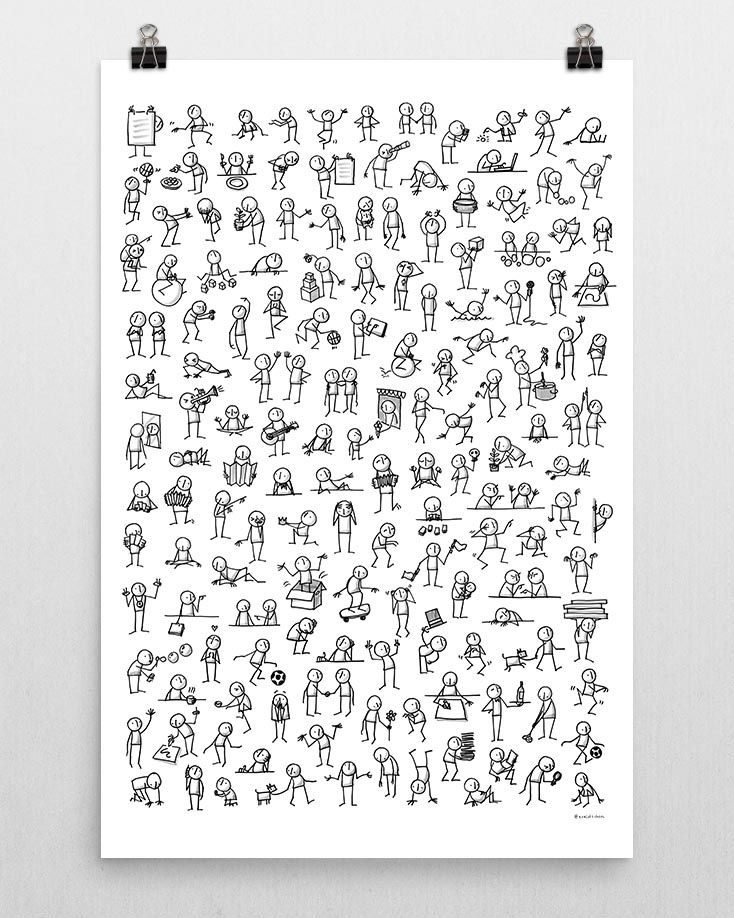 734x918 Poster Lots Of Little People Sketches Of People