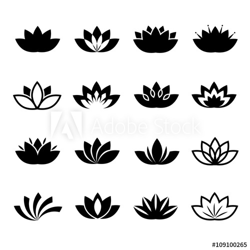 500x500 Lotus Flower Icons Set Vector Lotus Flowers Signs Or Plant Lotus