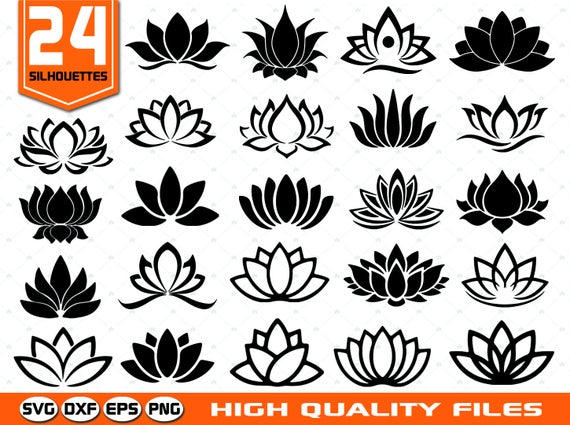 570x425 Lotus Silhouettes Lotus Lotus Clip Art Etsy