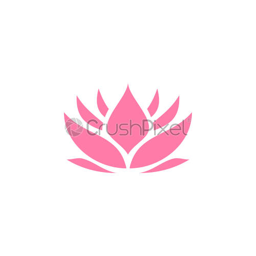 500x500 Pink Lotus Icon Design Template Vector Isolated, Stock Vector