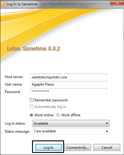 418x520 Setting Up The Connection To The Sametime Server
