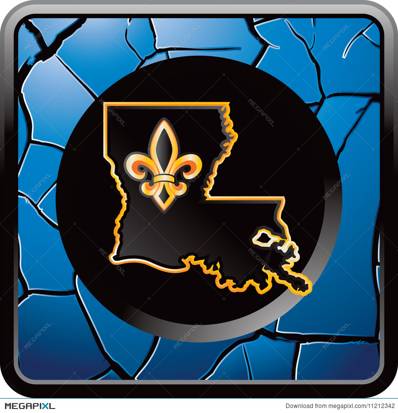 800x830 Louisiana Icon On Blue Cracked Web Button Illustration