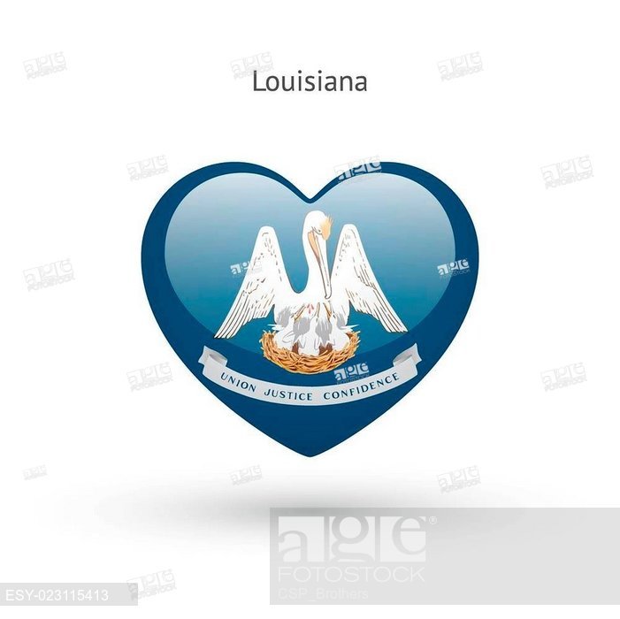 701x700 Love Louisiana State Symbol Heart Flag Icon, Stock Photo, Picture