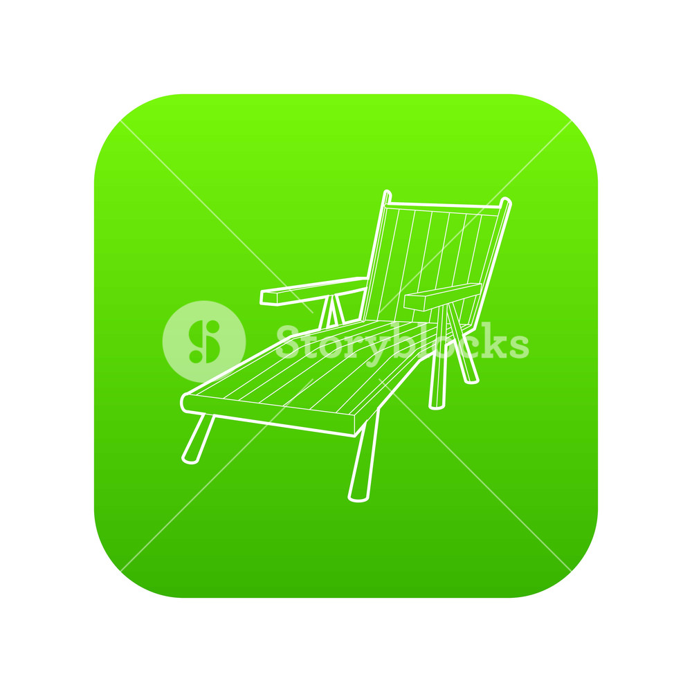 1000x1000 Beach Chaise Lounge Icon Green Vector Isolated On White Background
