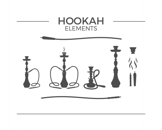 626x500 Set Of Silhouette Hookah Design Elements Vintage Shisha Logo