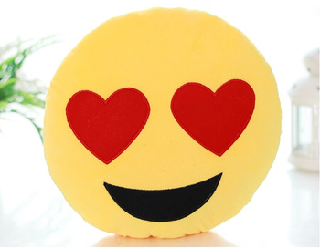 350x272 Stuffed Emoji Icon Pillows Kiss Love Heart Smile Face Yellow Round