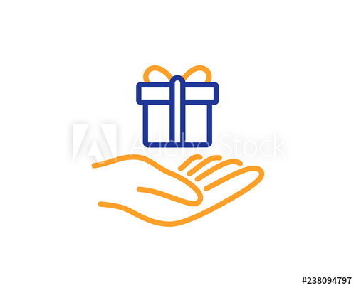 500x405 Loyalty Program Line Icon Gift Box Sign Present Symbol Colorful