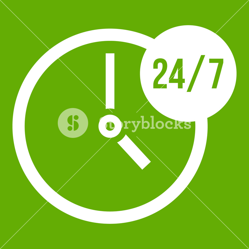 Clock Icon White Isolated On Green Background Vector 1000x1000 Clock Icon White Isolated On Green Background Vector