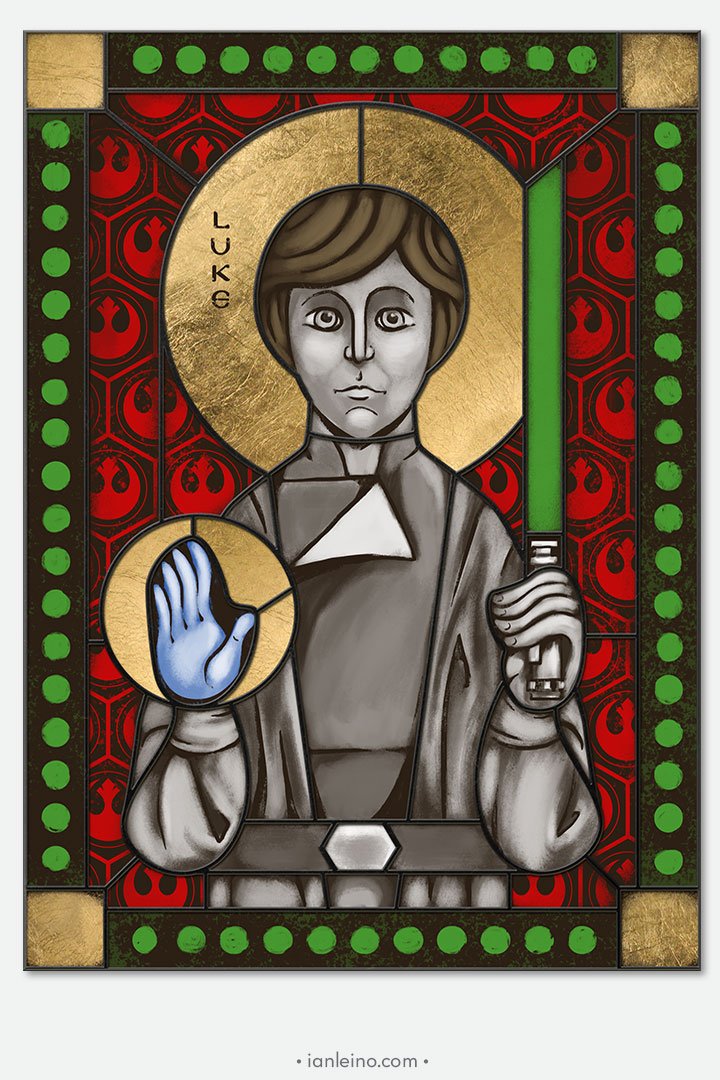 720x1080 Luke Skywalker Icon Style Stained Glass Window Cling Ian Leino