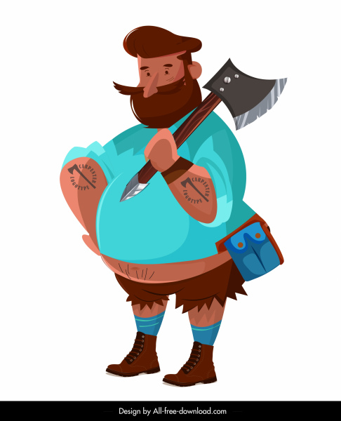 486x600 Lumberjack Icon Colored Cartoon Character Free Vector In Adobe