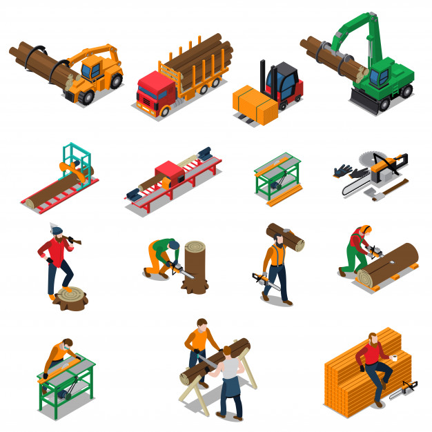 626x626 Sawmill Timber Mill Lumberjack Icon Set Vector Free Download