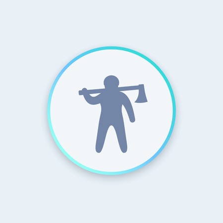 450x450 Lumberjack Icon, Man With Axe, Woodcutter, Lumberman Round Icon