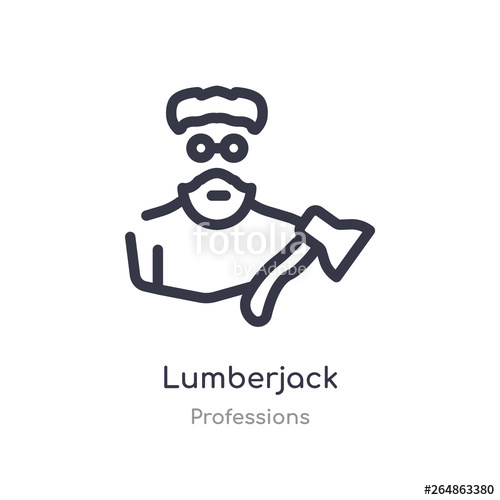 500x500 Lumberjack Outline Icon Isolated Line Vector Illustration