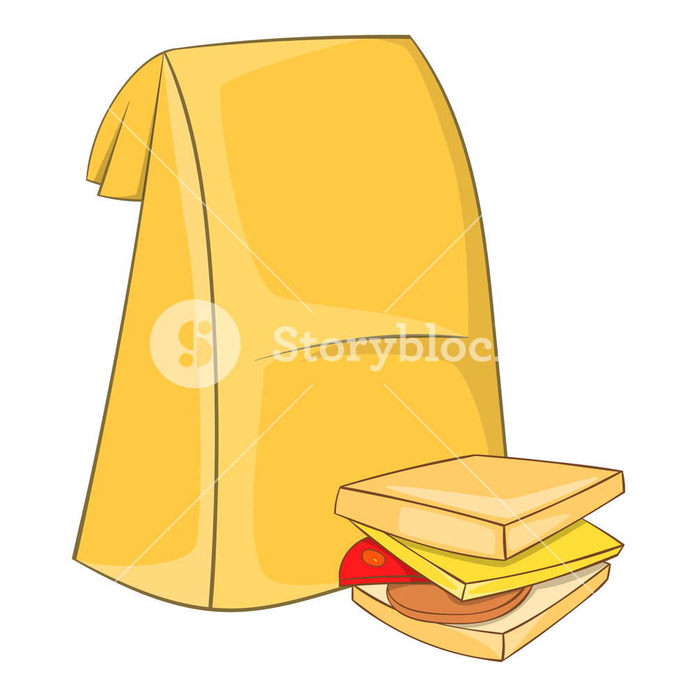 1000x1000 Lunch Bag And Sandwich Icon Cartoon Illustration Of Lunch Bag