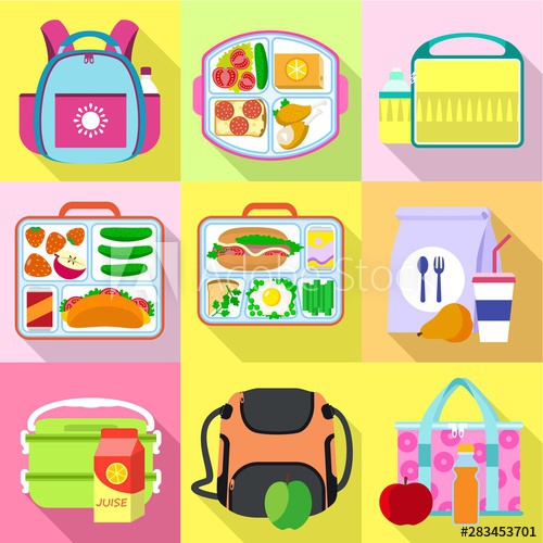 500x500 Snack Lunch Bag Icon Set Flat Set Of Snack Lunch Bag Vector