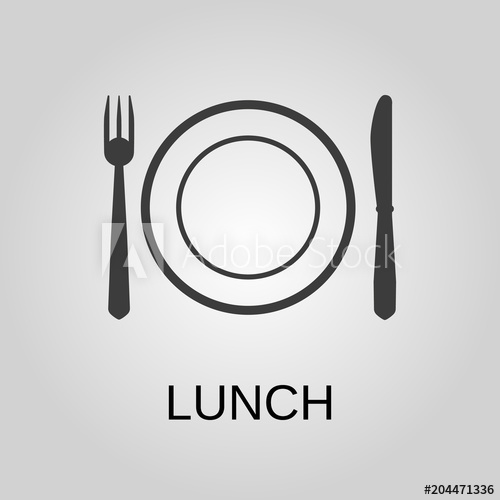 500x500 Lunch Icon Lunch Symbol Flat Design Stock