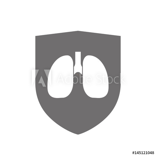 500x500 Isolated Shield With A Healthy Human Lung Icon