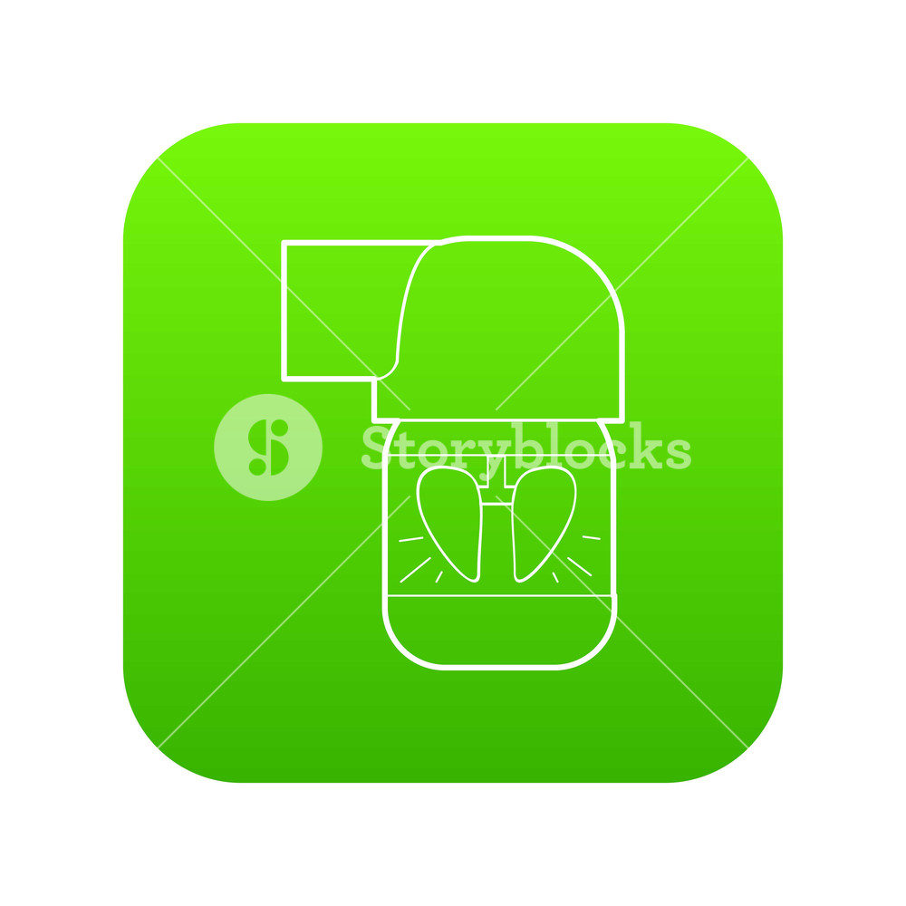 1000x1000 Inhaler For Lung Icon Green Vector Isolated On White Background