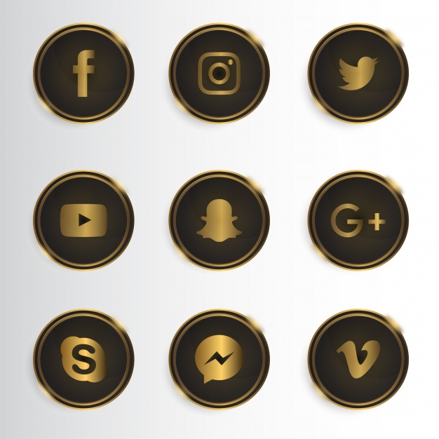 626x626 Luxury Social Media Icon Collection Vector Free Download