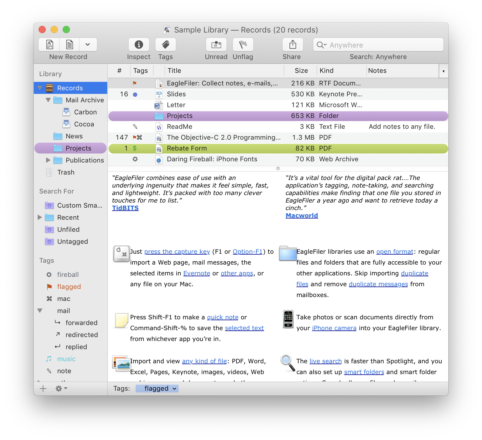 1600x1462 Eaglefiler Collect Notes, E Mails, And Web Pages On Your Mac