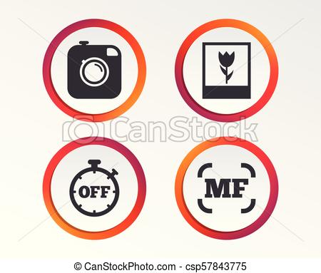 450x383 Photo Camera Icon Manual Focus And Macro Signs Hipster Retro