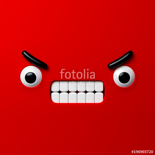 500x500 Render, Abstract Emotional Face Icon, Angry Character Screaming