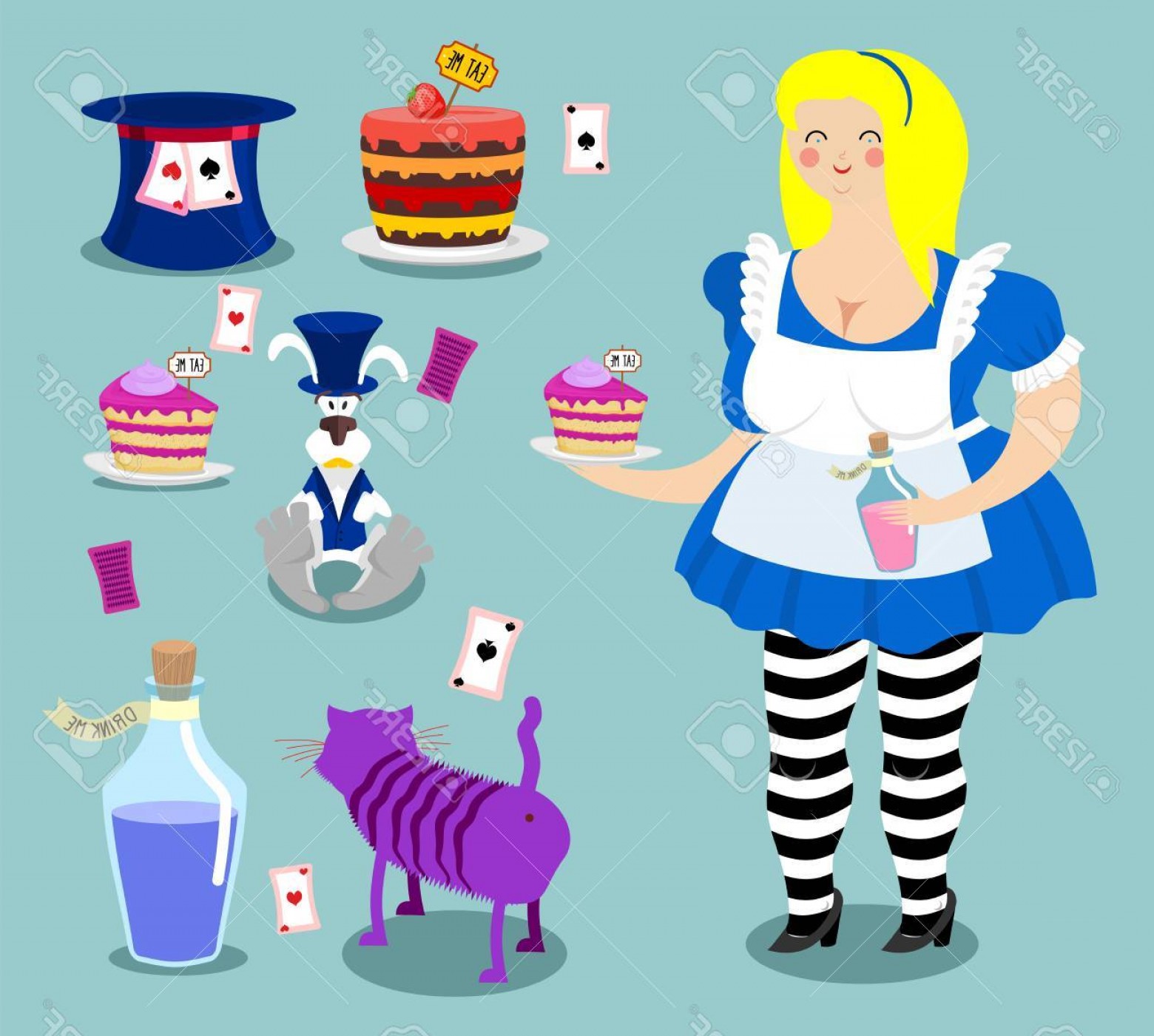 1560x1401 Photostock Vector Alice In Wonderland Icon Set Fat Woman