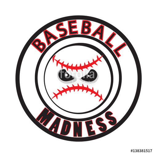 500x500 Baseball Madness Vector Tournament Logo Icon Angry Ball Cartoon