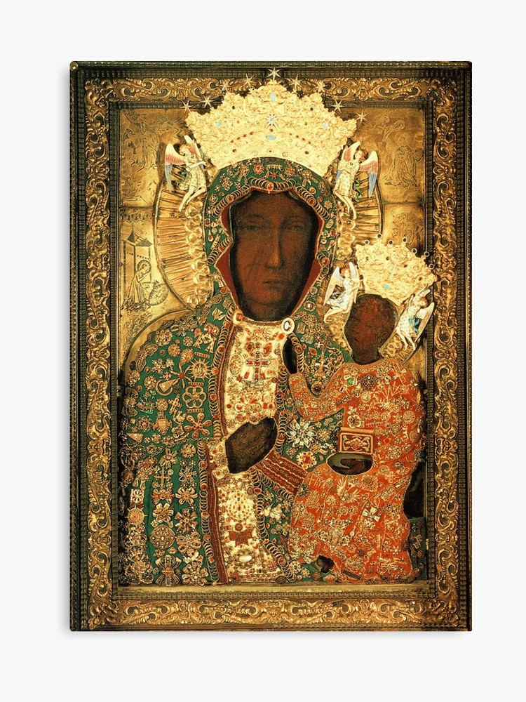 Polish Black Madonna Icon, Christian Catholic Art Our Lady 750x1000 Polish Black Madonna Icon, Christian Catholic Art Our Lady