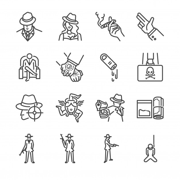 626x626 Mafia And Gangster Line Icon Set Vector Premium Download