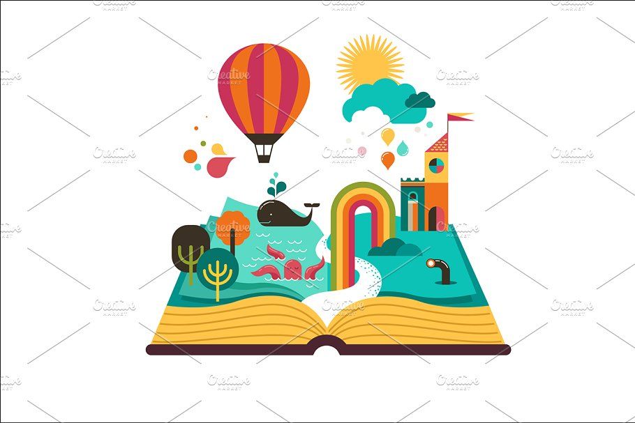 910x607 Magic Book With Huge Icons Set