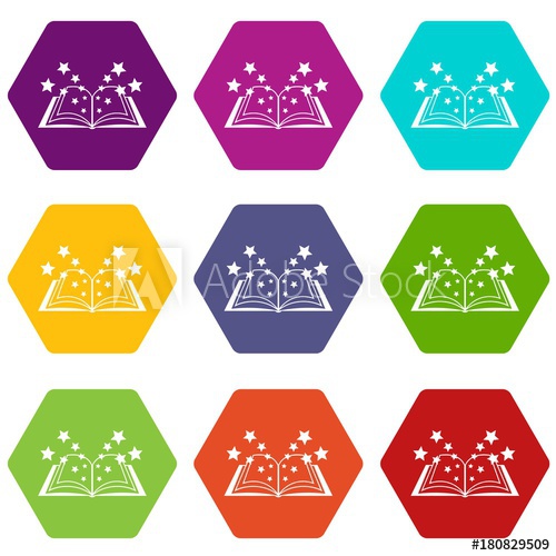 500x500 Magic Book Icon Set Color Hexahedron