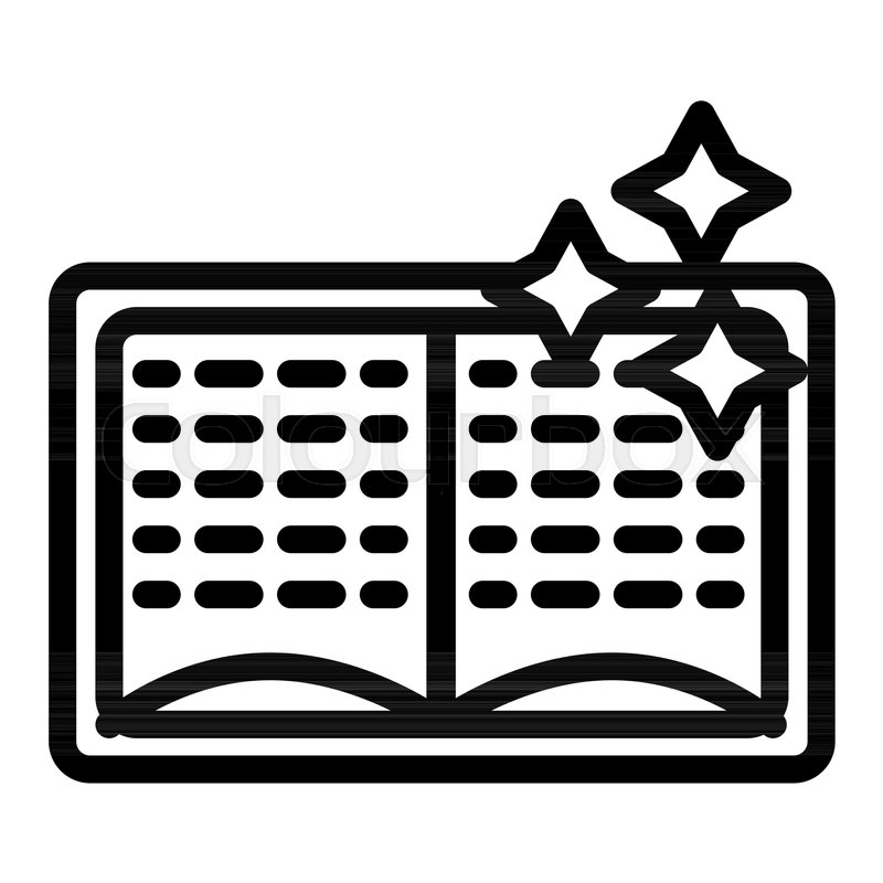 800x800 Magic Book With Stars Line Icon Open Stock Vector Colourbox