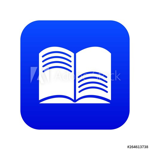 500x500 Old Open Magic Book Icon Blue Vector Isolated On White Background