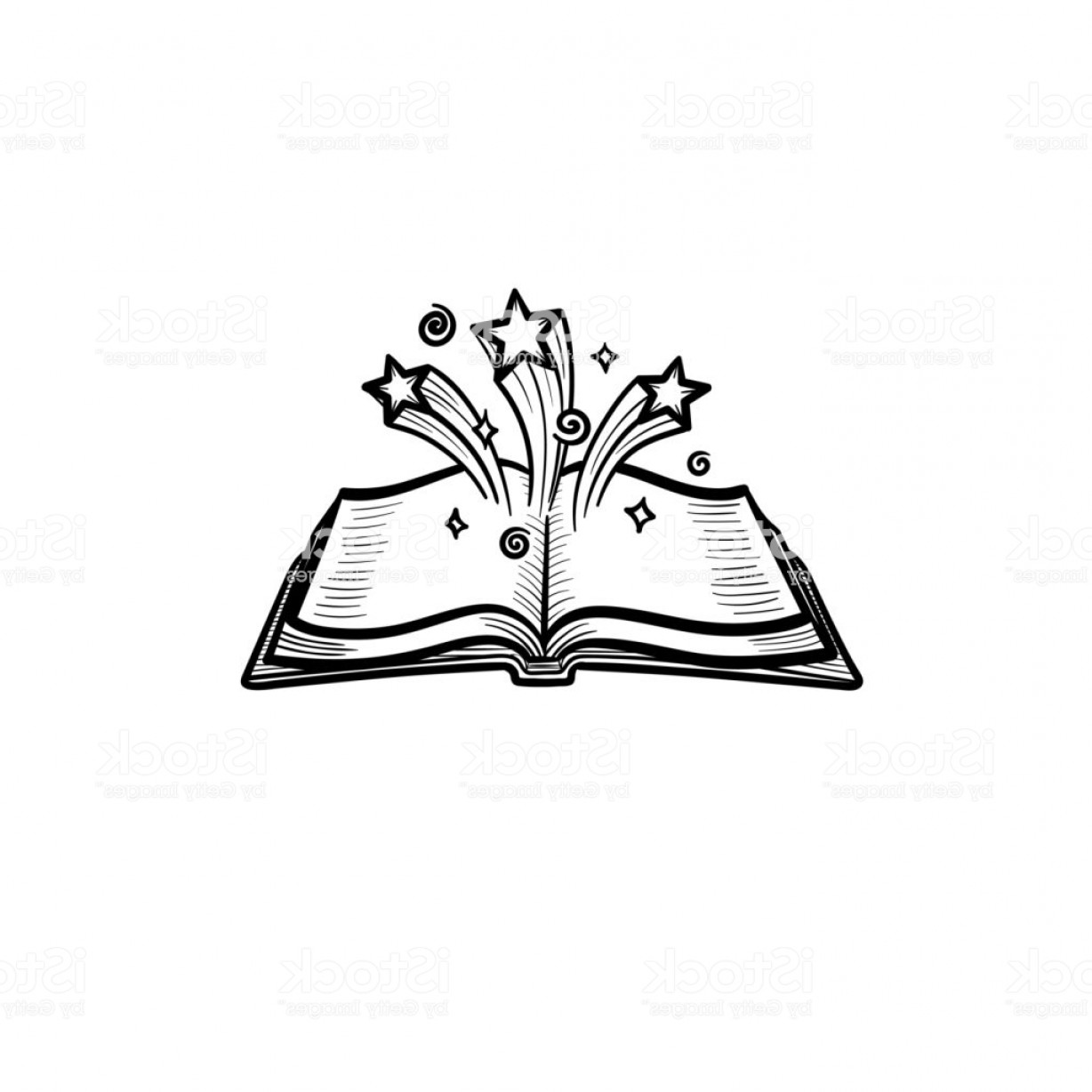 1228x1228 Open Magic Book With Stars Hand Drawn Sketch Icon Gm Geekchicpro