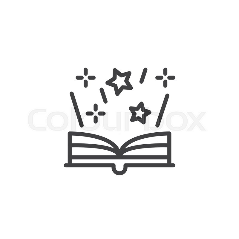 800x800 Open Magic Book With Stars Outline Stock Vector Colourbox