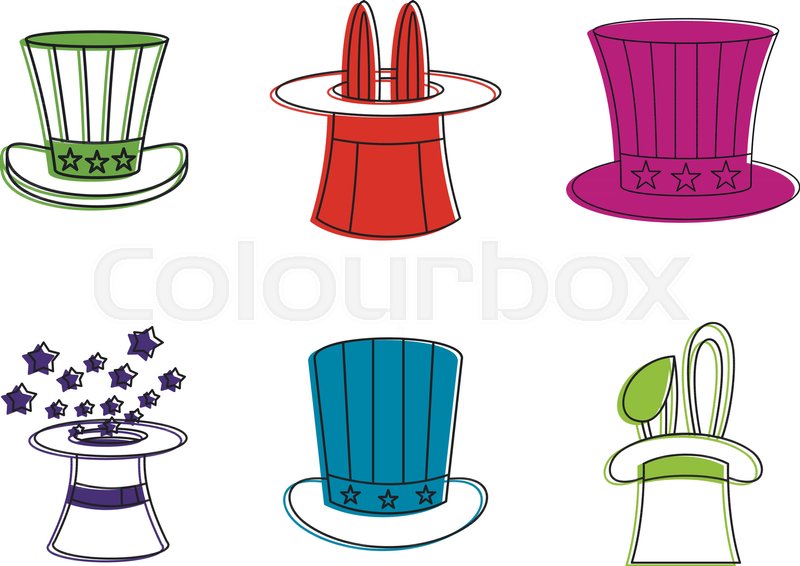 800x566 Magic Hat Icon Set Color Outline Set Stock Vector Colourbox